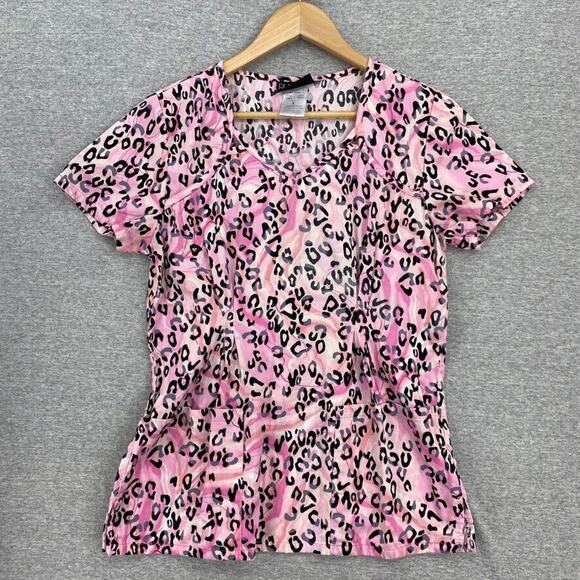 Cherokee Runway Scrub Top Womens Small Nursing Vet Medical Uniform Short Sleeve - Picture 1 of 10